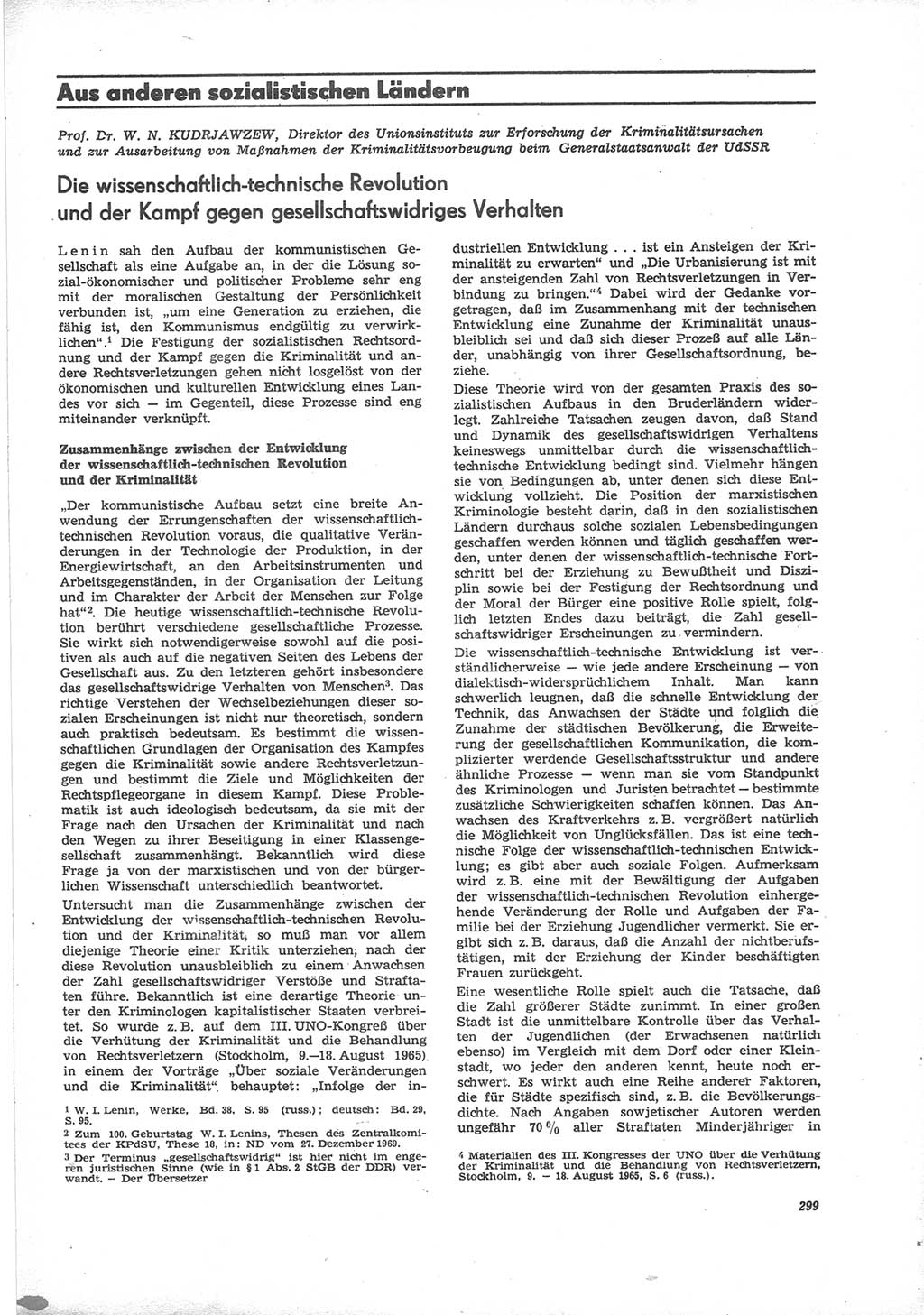 Neue Justiz (NJ), Zeitschrift für Recht und Rechtswissenschaft [Deutsche Demokratische Republik (DDR)], 24. Jahrgang 1970, Seite 299 (NJ DDR 1970, S. 299)