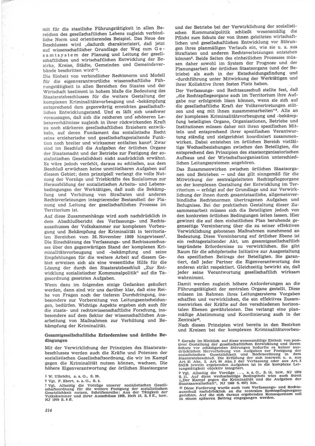 Neue Justiz (NJ), Zeitschrift für Recht und Rechtswissenschaft [Deutsche Demokratische Republik (DDR)], 24. Jahrgang 1970, Seite 314 (NJ DDR 1970, S. 314)