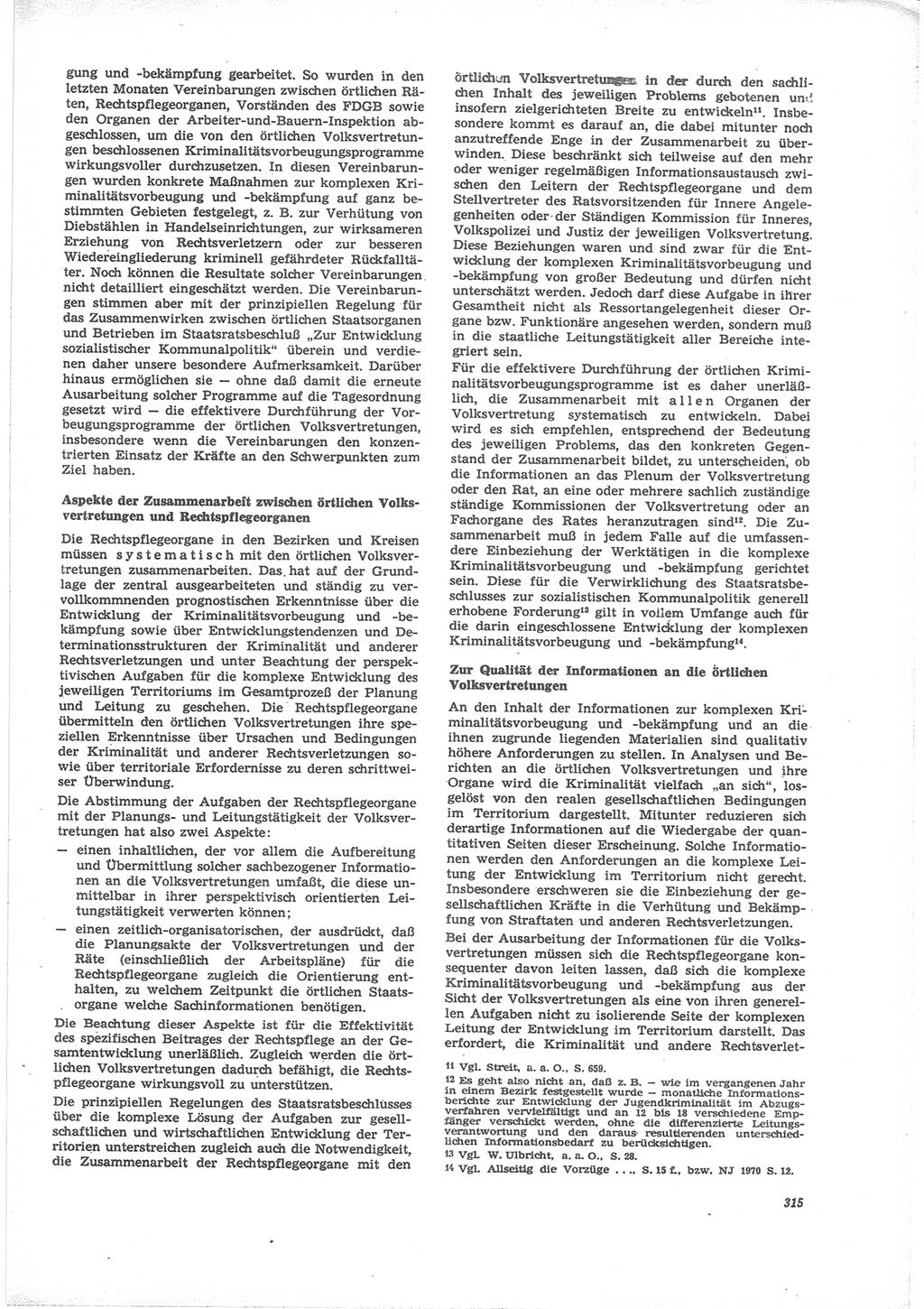 Neue Justiz (NJ), Zeitschrift für Recht und Rechtswissenschaft [Deutsche Demokratische Republik (DDR)], 24. Jahrgang 1970, Seite 315 (NJ DDR 1970, S. 315)