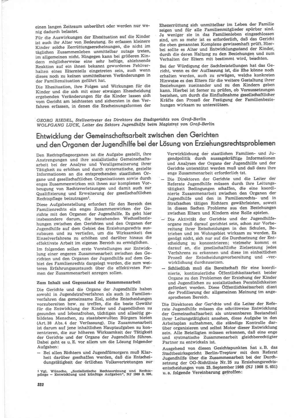 Neue Justiz (NJ), Zeitschrift für Recht und Rechtswissenschaft [Deutsche Demokratische Republik (DDR)], 24. Jahrgang 1970, Seite 322 (NJ DDR 1970, S. 322)