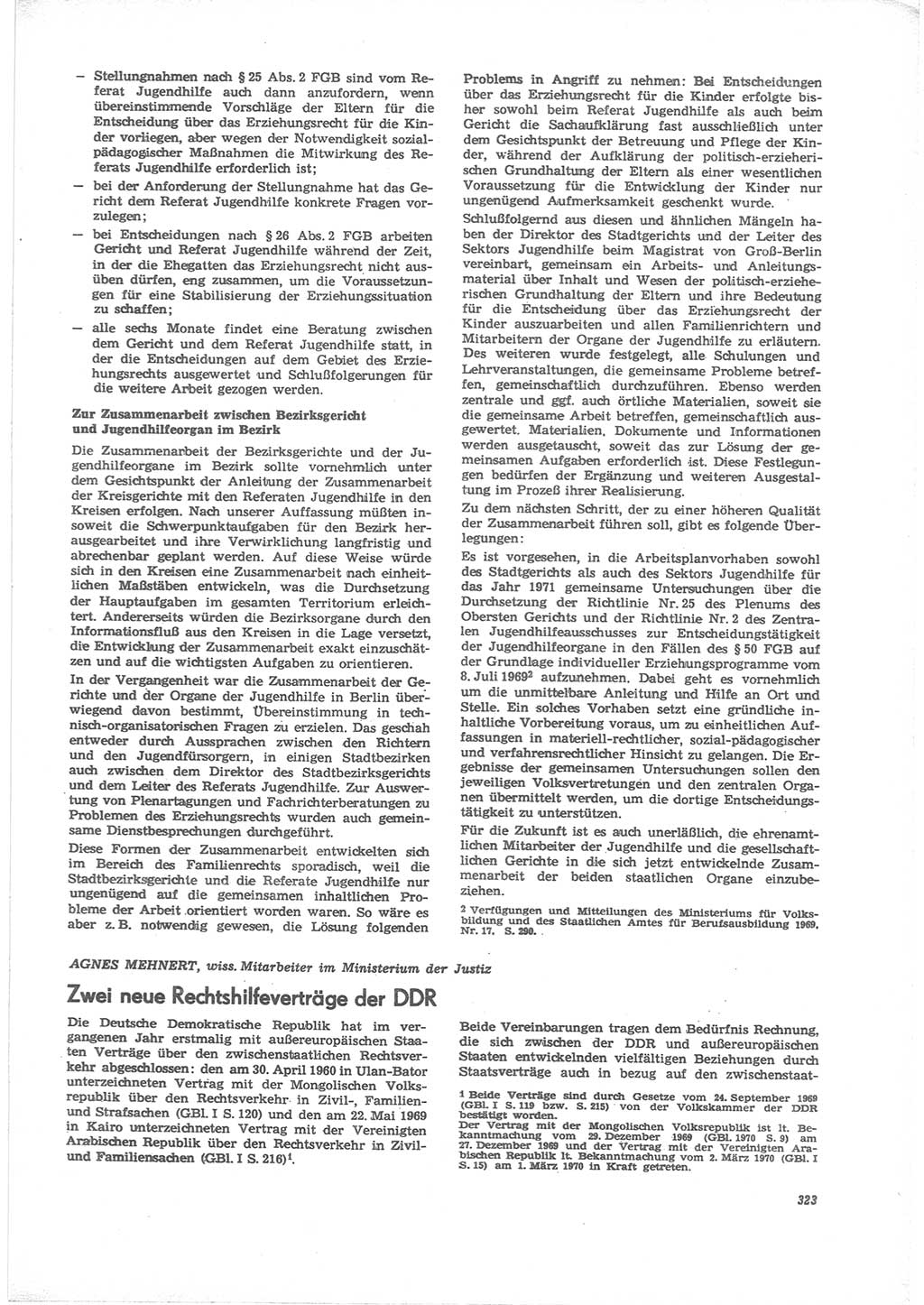 Neue Justiz (NJ), Zeitschrift für Recht und Rechtswissenschaft [Deutsche Demokratische Republik (DDR)], 24. Jahrgang 1970, Seite 323 (NJ DDR 1970, S. 323)