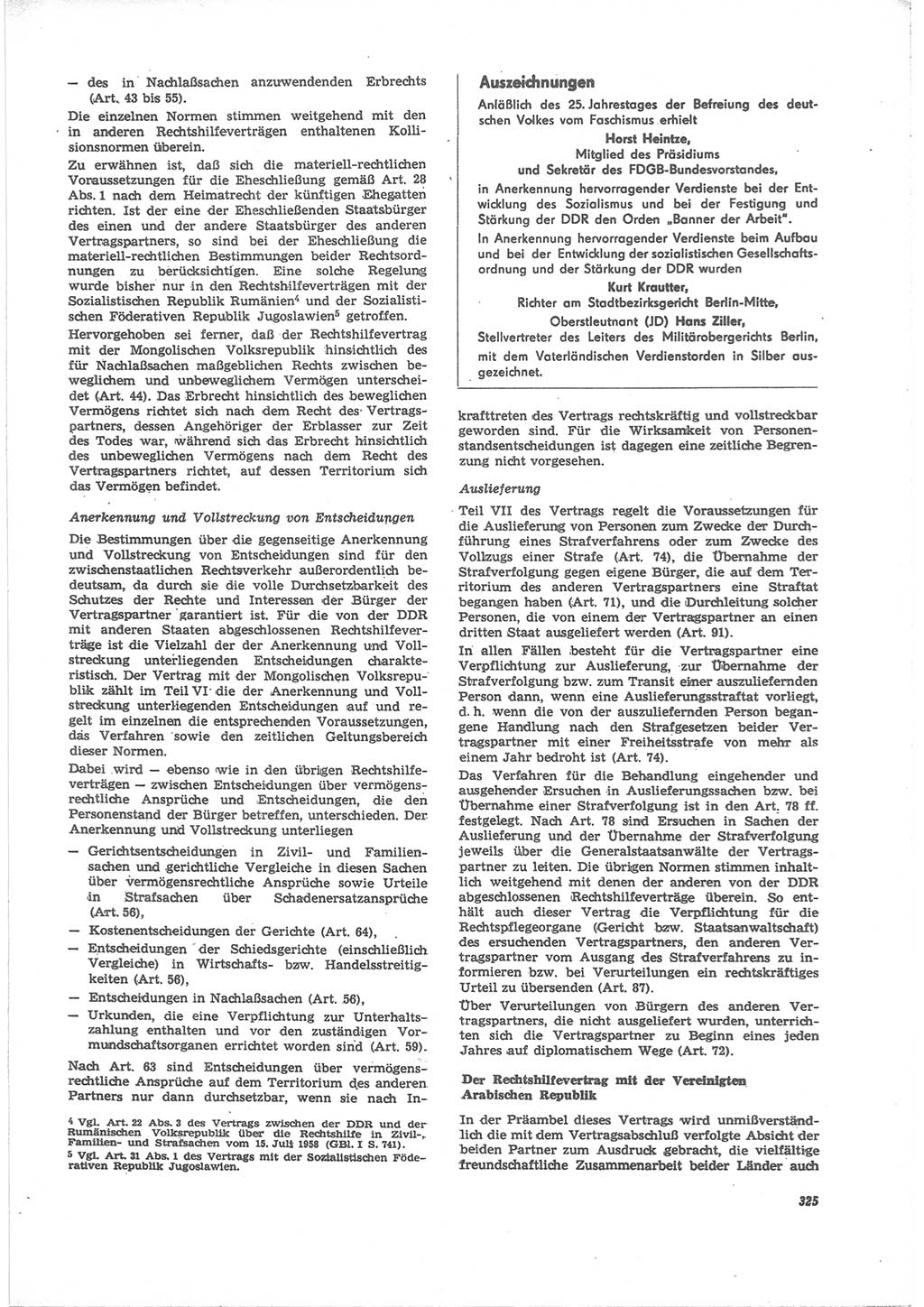 Neue Justiz (NJ), Zeitschrift für Recht und Rechtswissenschaft [Deutsche Demokratische Republik (DDR)], 24. Jahrgang 1970, Seite 325 (NJ DDR 1970, S. 325)