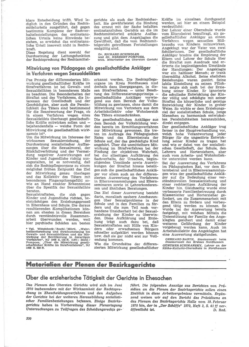 Neue Justiz (NJ), Zeitschrift für Recht und Rechtswissenschaft [Deutsche Demokratische Republik (DDR)], 24. Jahrgang 1970, Seite 330 (NJ DDR 1970, S. 330)