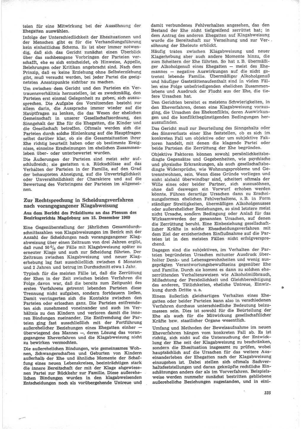 Neue Justiz (NJ), Zeitschrift für Recht und Rechtswissenschaft [Deutsche Demokratische Republik (DDR)], 24. Jahrgang 1970, Seite 335 (NJ DDR 1970, S. 335)