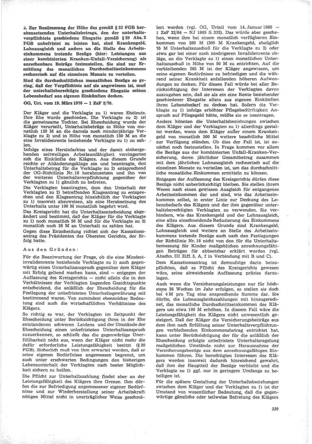 Neue Justiz (NJ), Zeitschrift für Recht und Rechtswissenschaft [Deutsche Demokratische Republik (DDR)], 24. Jahrgang 1970, Seite 339 (NJ DDR 1970, S. 339)