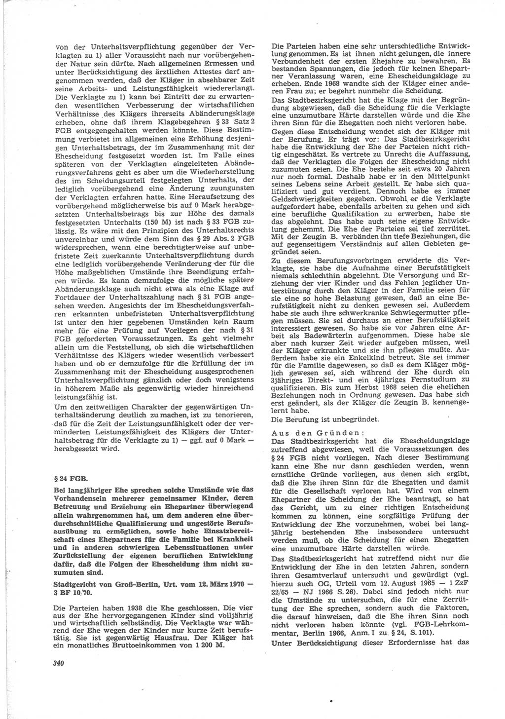 Neue Justiz (NJ), Zeitschrift für Recht und Rechtswissenschaft [Deutsche Demokratische Republik (DDR)], 24. Jahrgang 1970, Seite 340 (NJ DDR 1970, S. 340)