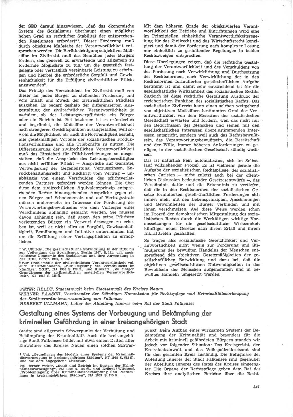Neue Justiz (NJ), Zeitschrift für Recht und Rechtswissenschaft [Deutsche Demokratische Republik (DDR)], 24. Jahrgang 1970, Seite 347 (NJ DDR 1970, S. 347)