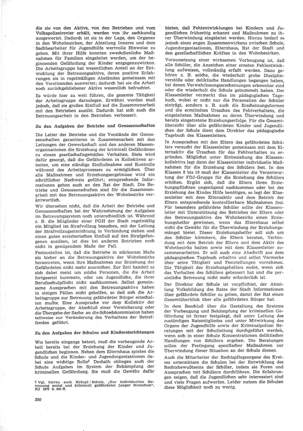Neue Justiz (NJ), Zeitschrift für Recht und Rechtswissenschaft [Deutsche Demokratische Republik (DDR)], 24. Jahrgang 1970, Seite 350 (NJ DDR 1970, S. 350)
