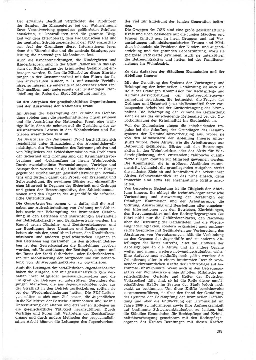 Neue Justiz (NJ), Zeitschrift für Recht und Rechtswissenschaft [Deutsche Demokratische Republik (DDR)], 24. Jahrgang 1970, Seite 351 (NJ DDR 1970, S. 351)
