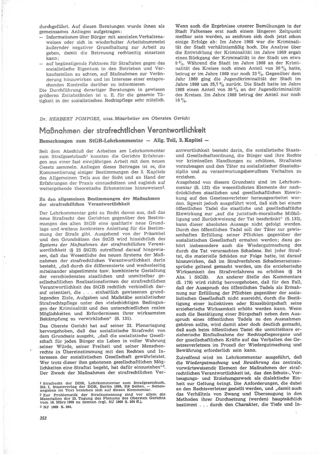 Neue Justiz (NJ), Zeitschrift für Recht und Rechtswissenschaft [Deutsche Demokratische Republik (DDR)], 24. Jahrgang 1970, Seite 352 (NJ DDR 1970, S. 352)