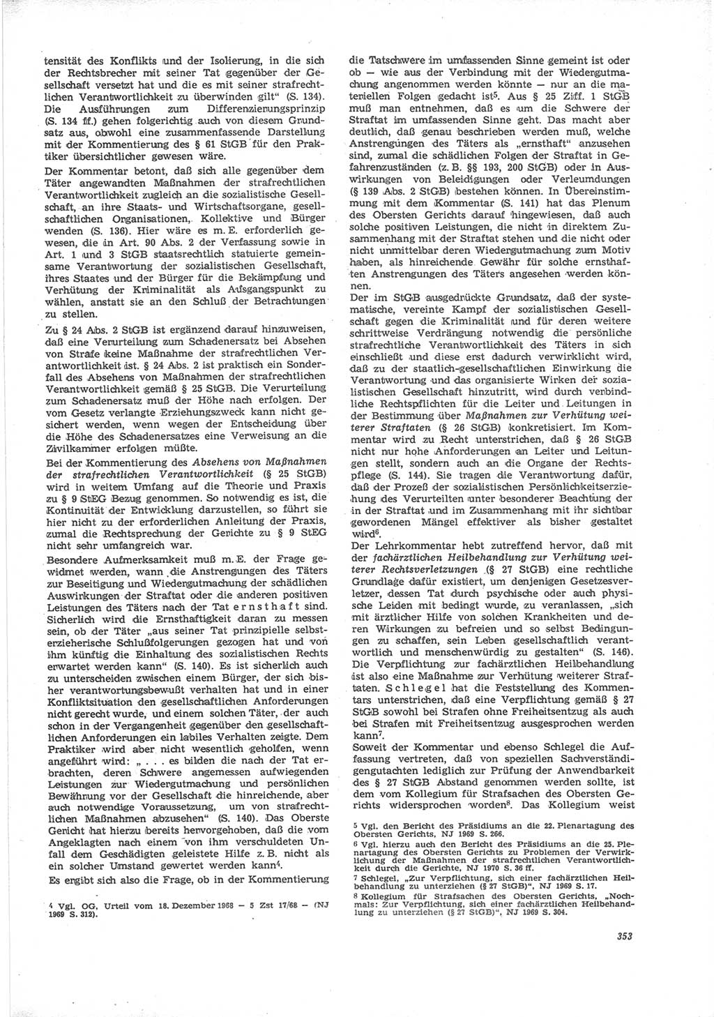 Neue Justiz (NJ), Zeitschrift für Recht und Rechtswissenschaft [Deutsche Demokratische Republik (DDR)], 24. Jahrgang 1970, Seite 353 (NJ DDR 1970, S. 353)