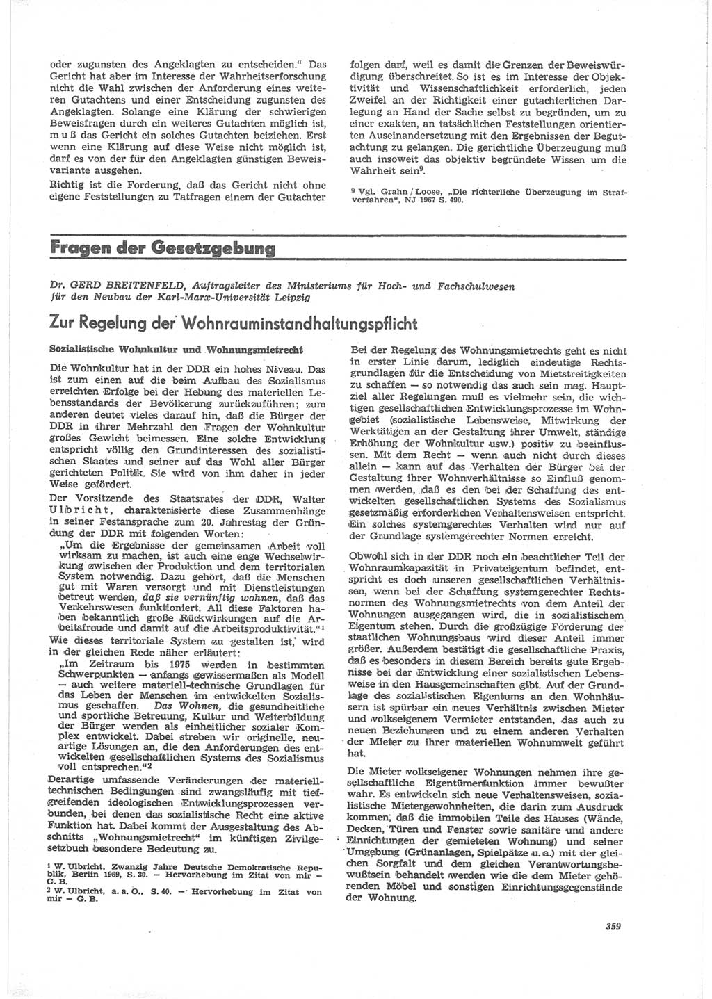 Neue Justiz (NJ), Zeitschrift für Recht und Rechtswissenschaft [Deutsche Demokratische Republik (DDR)], 24. Jahrgang 1970, Seite 359 (NJ DDR 1970, S. 359)
