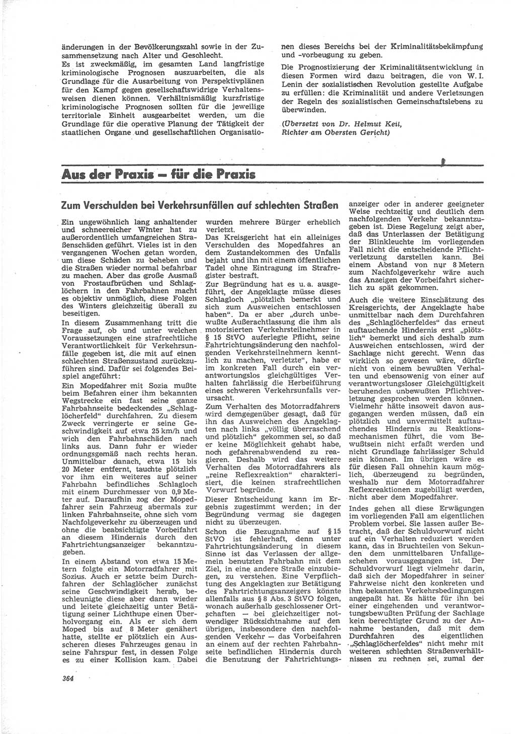Neue Justiz (NJ), Zeitschrift für Recht und Rechtswissenschaft [Deutsche Demokratische Republik (DDR)], 24. Jahrgang 1970, Seite 364 (NJ DDR 1970, S. 364)