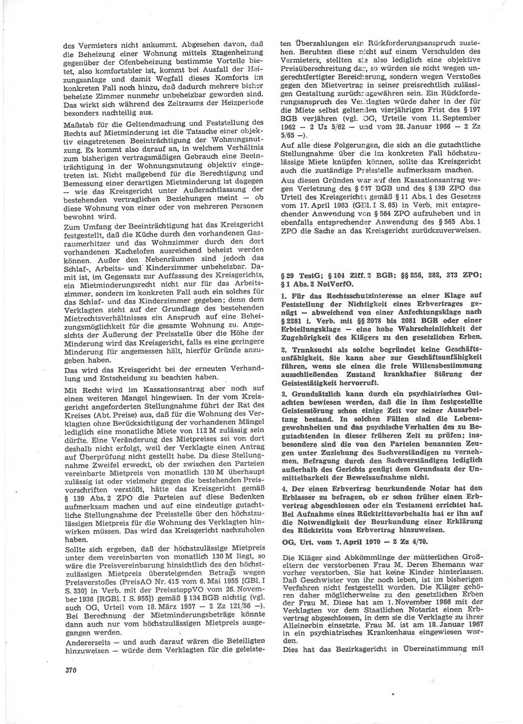 Neue Justiz (NJ), Zeitschrift für Recht und Rechtswissenschaft [Deutsche Demokratische Republik (DDR)], 24. Jahrgang 1970, Seite 370 (NJ DDR 1970, S. 370)