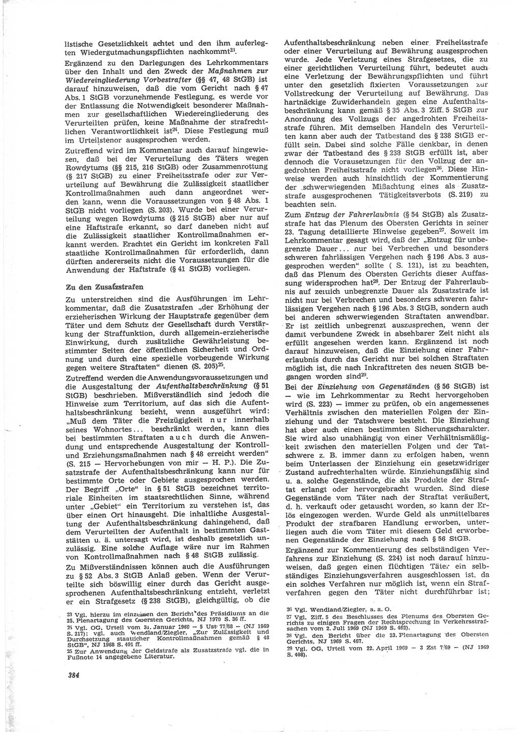 Neue Justiz (NJ), Zeitschrift für Recht und Rechtswissenschaft [Deutsche Demokratische Republik (DDR)], 24. Jahrgang 1970, Seite 384 (NJ DDR 1970, S. 384)