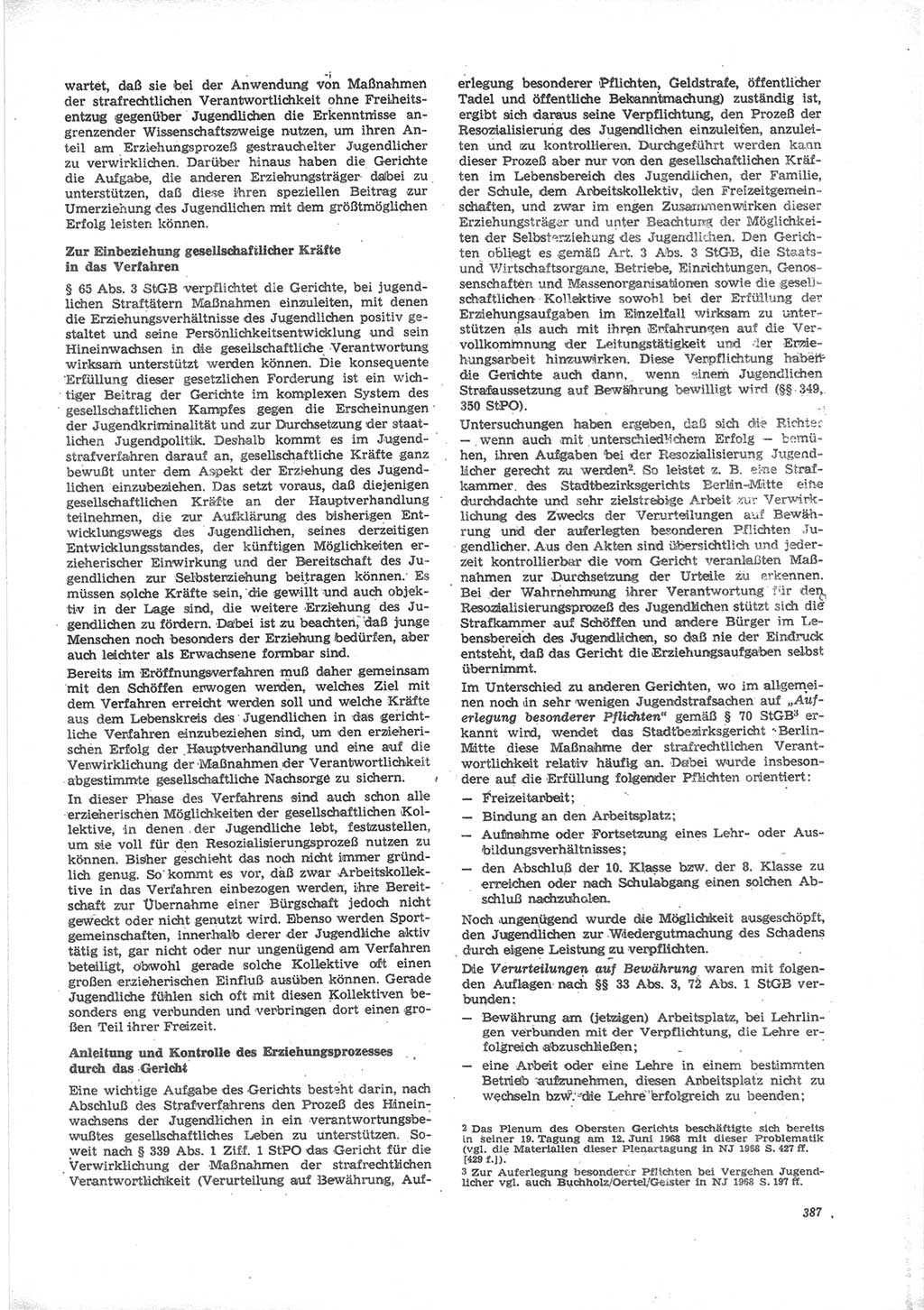 Neue Justiz (NJ), Zeitschrift für Recht und Rechtswissenschaft [Deutsche Demokratische Republik (DDR)], 24. Jahrgang 1970, Seite 387 (NJ DDR 1970, S. 387)