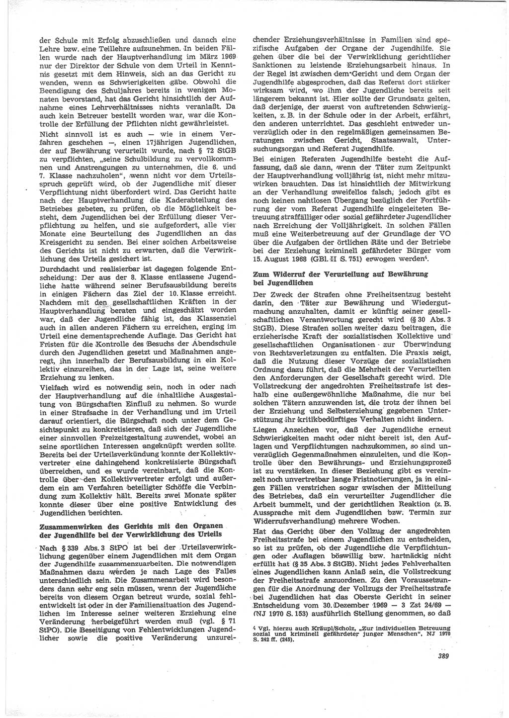 Neue Justiz (NJ), Zeitschrift für Recht und Rechtswissenschaft [Deutsche Demokratische Republik (DDR)], 24. Jahrgang 1970, Seite 389 (NJ DDR 1970, S. 389)