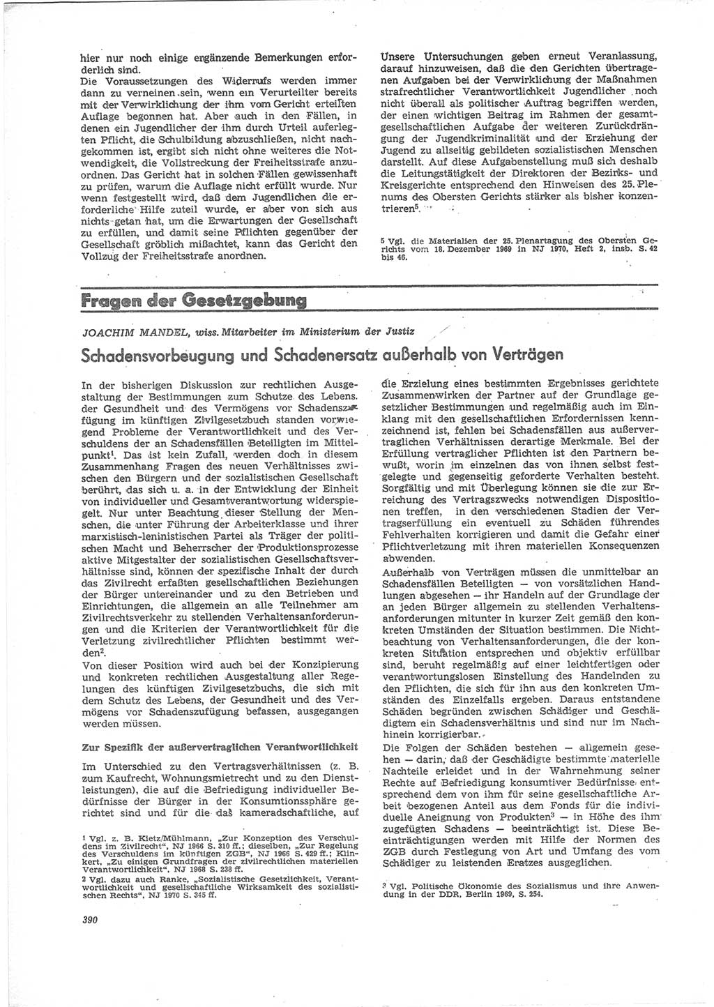 Neue Justiz (NJ), Zeitschrift für Recht und Rechtswissenschaft [Deutsche Demokratische Republik (DDR)], 24. Jahrgang 1970, Seite 390 (NJ DDR 1970, S. 390)
