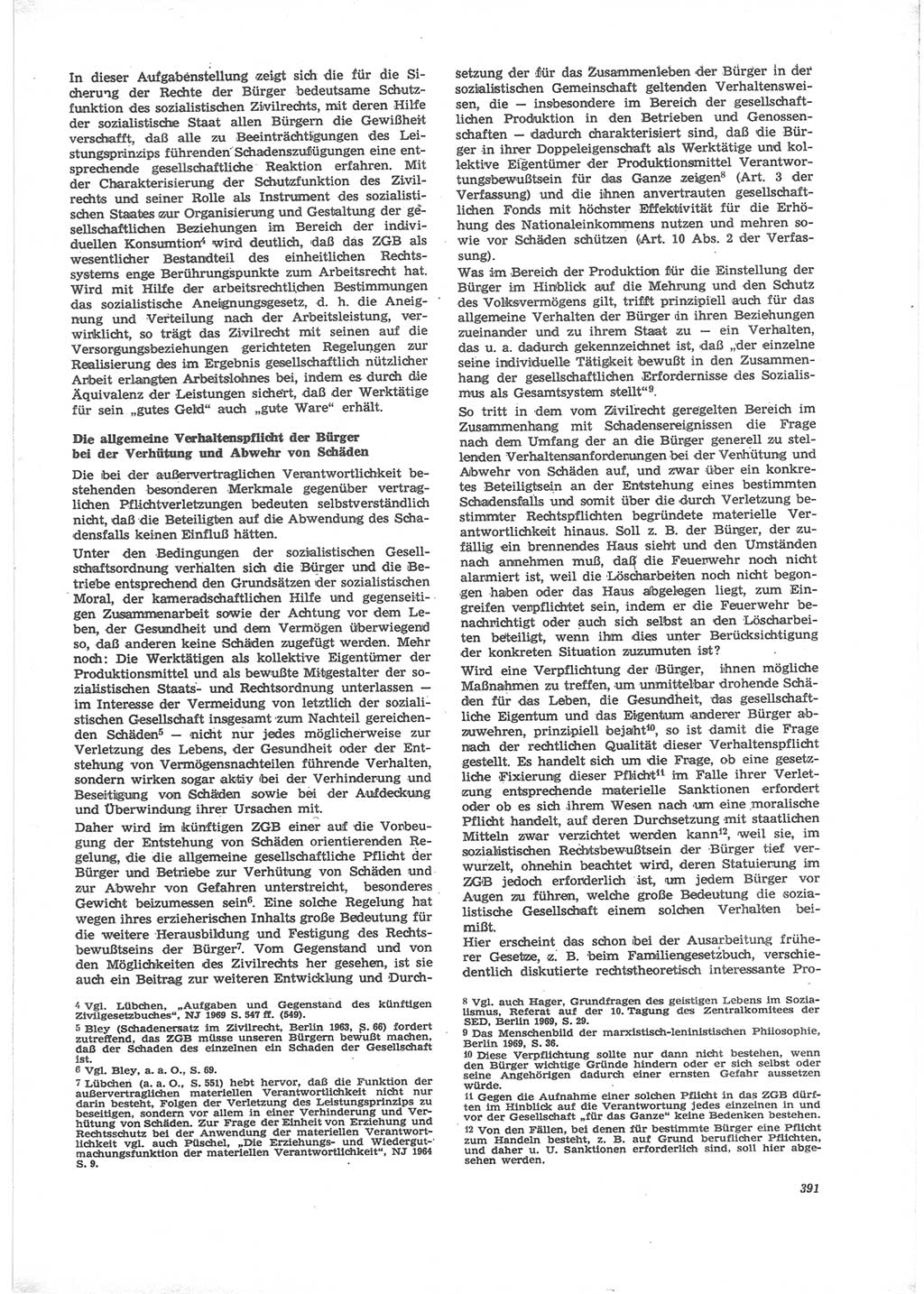 Neue Justiz (NJ), Zeitschrift für Recht und Rechtswissenschaft [Deutsche Demokratische Republik (DDR)], 24. Jahrgang 1970, Seite 391 (NJ DDR 1970, S. 391)