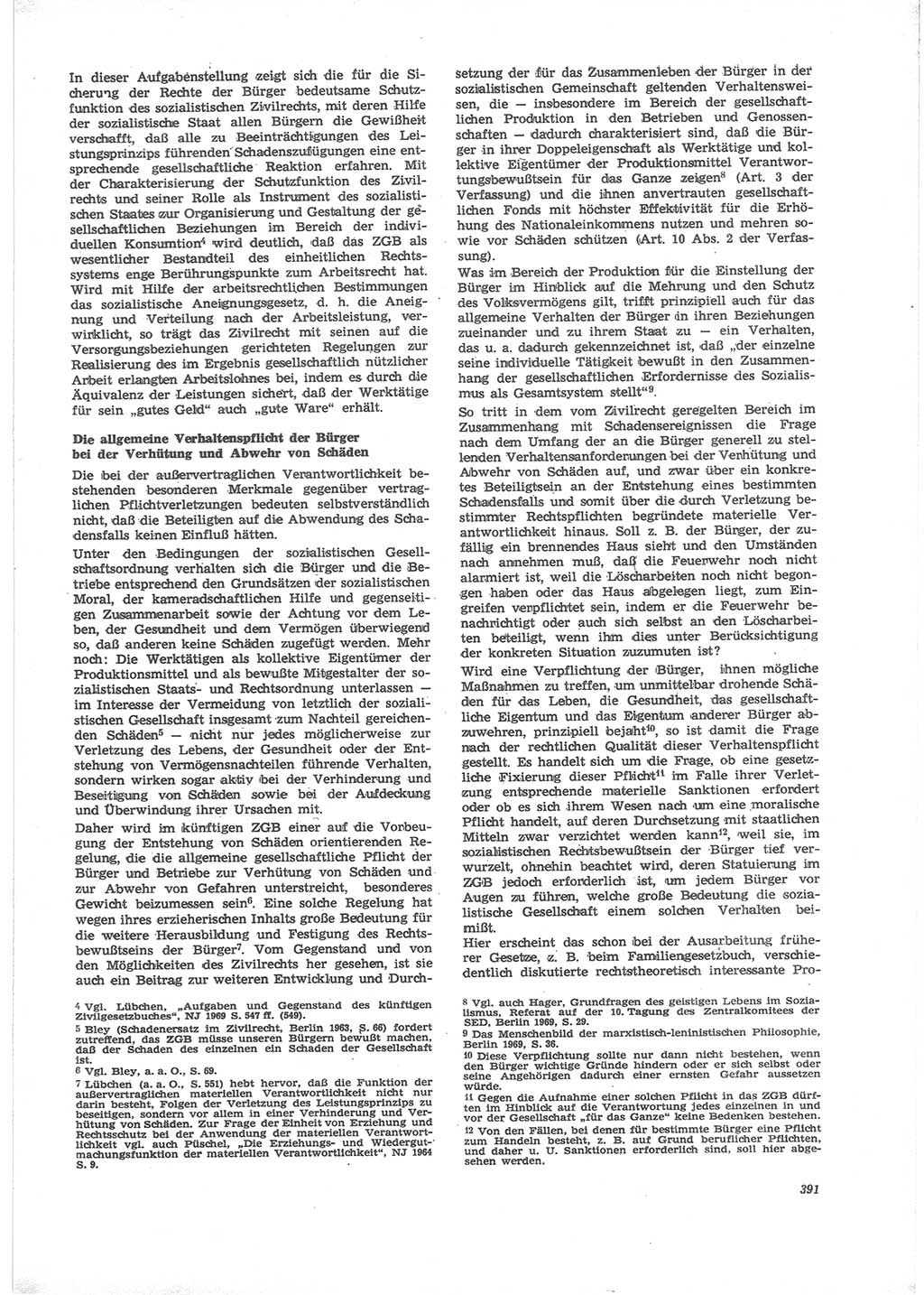 Neue Justiz (NJ), Zeitschrift für Recht und Rechtswissenschaft [Deutsche Demokratische Republik (DDR)], 24. Jahrgang 1970, Seite 391 (NJ DDR 1970, S. 391)