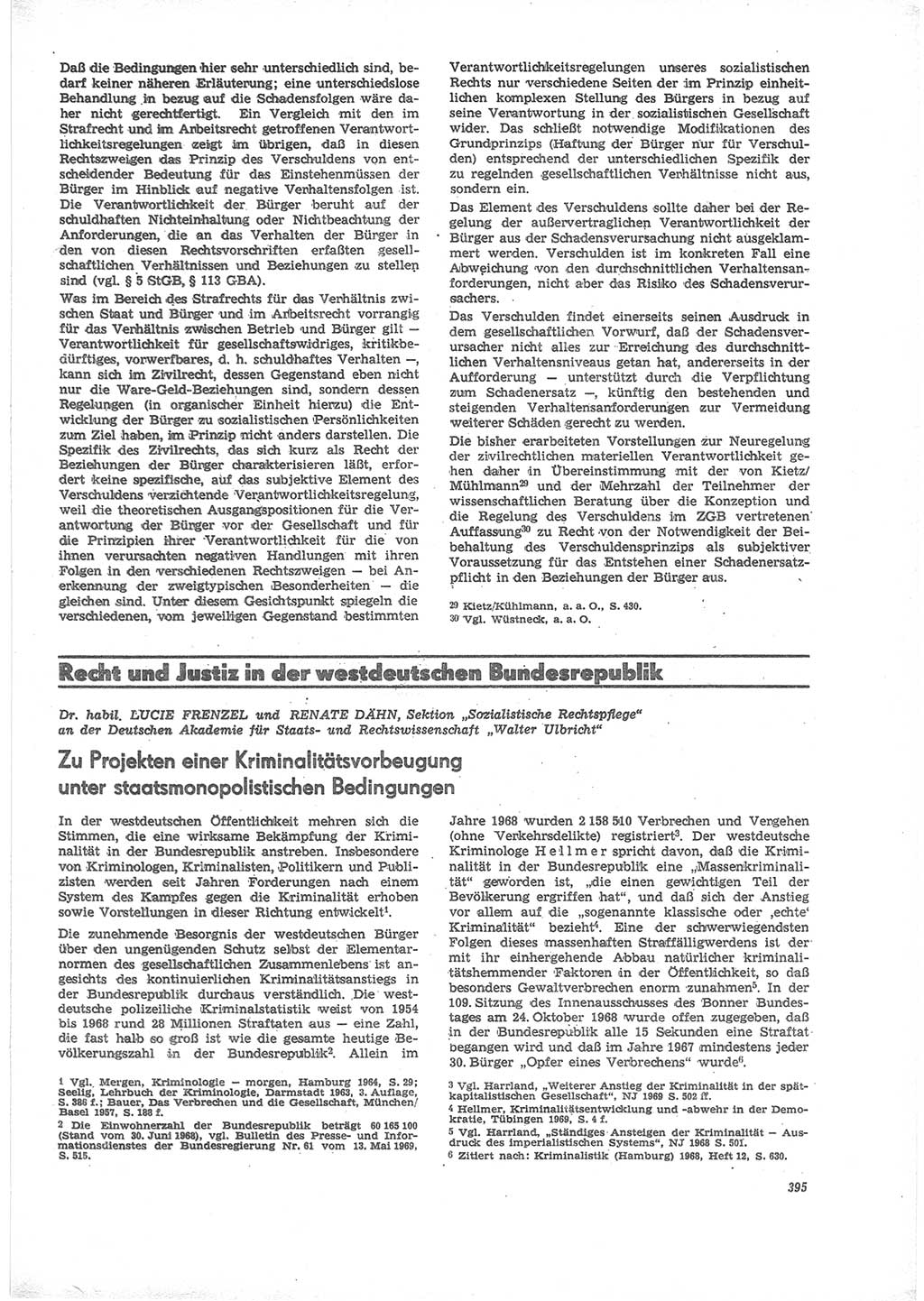 Neue Justiz (NJ), Zeitschrift für Recht und Rechtswissenschaft [Deutsche Demokratische Republik (DDR)], 24. Jahrgang 1970, Seite 395 (NJ DDR 1970, S. 395)