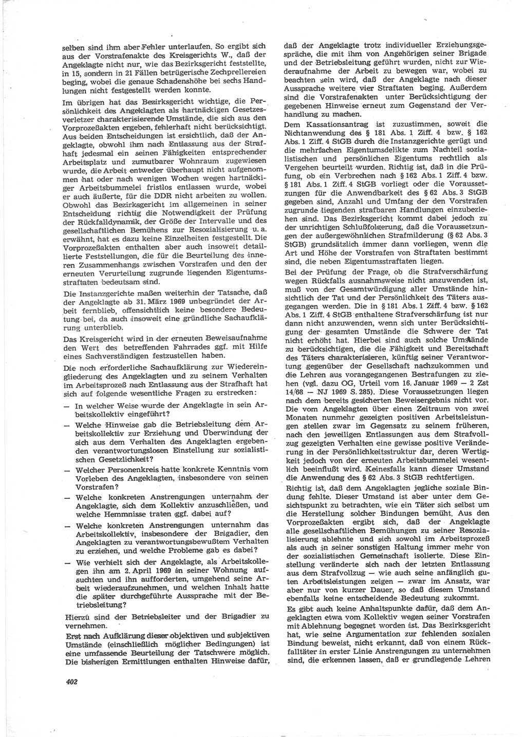 Neue Justiz (NJ), Zeitschrift für Recht und Rechtswissenschaft [Deutsche Demokratische Republik (DDR)], 24. Jahrgang 1970, Seite 402 (NJ DDR 1970, S. 402)