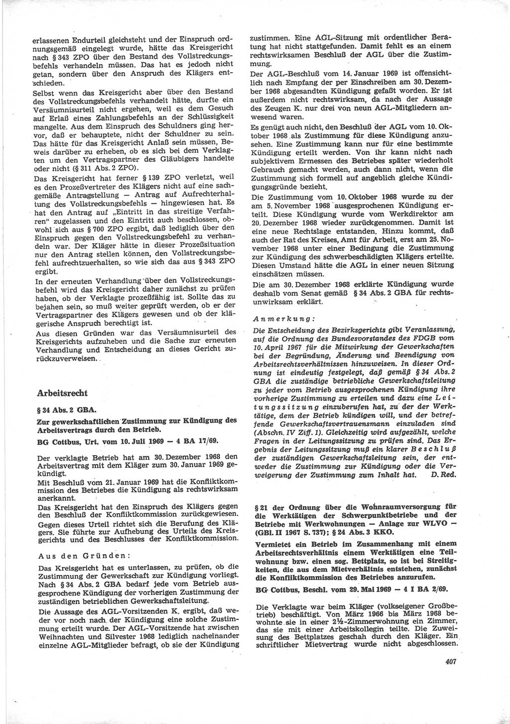 Neue Justiz (NJ), Zeitschrift für Recht und Rechtswissenschaft [Deutsche Demokratische Republik (DDR)], 24. Jahrgang 1970, Seite 407 (NJ DDR 1970, S. 407)