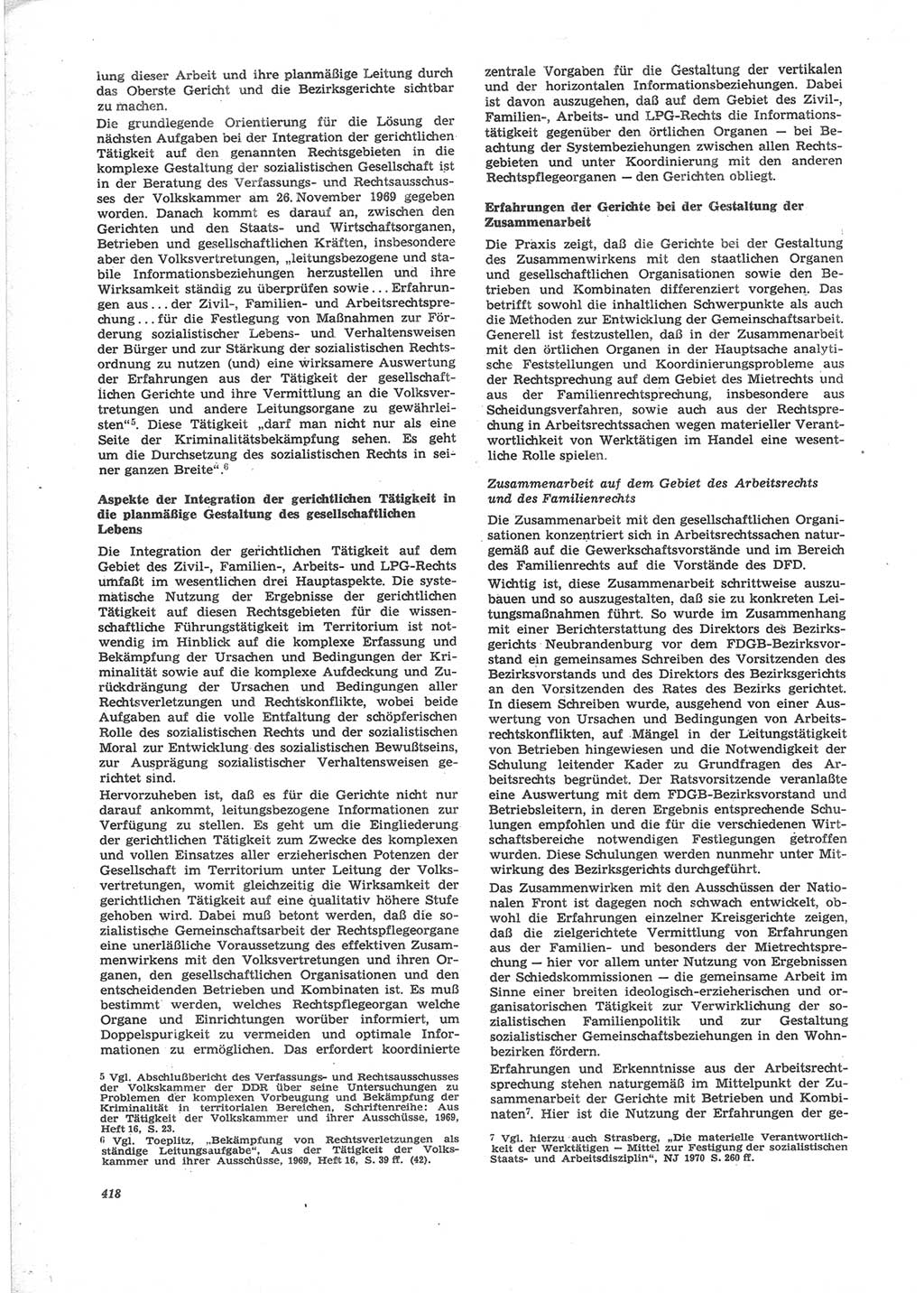 Neue Justiz (NJ), Zeitschrift für Recht und Rechtswissenschaft [Deutsche Demokratische Republik (DDR)], 24. Jahrgang 1970, Seite 418 (NJ DDR 1970, S. 418)