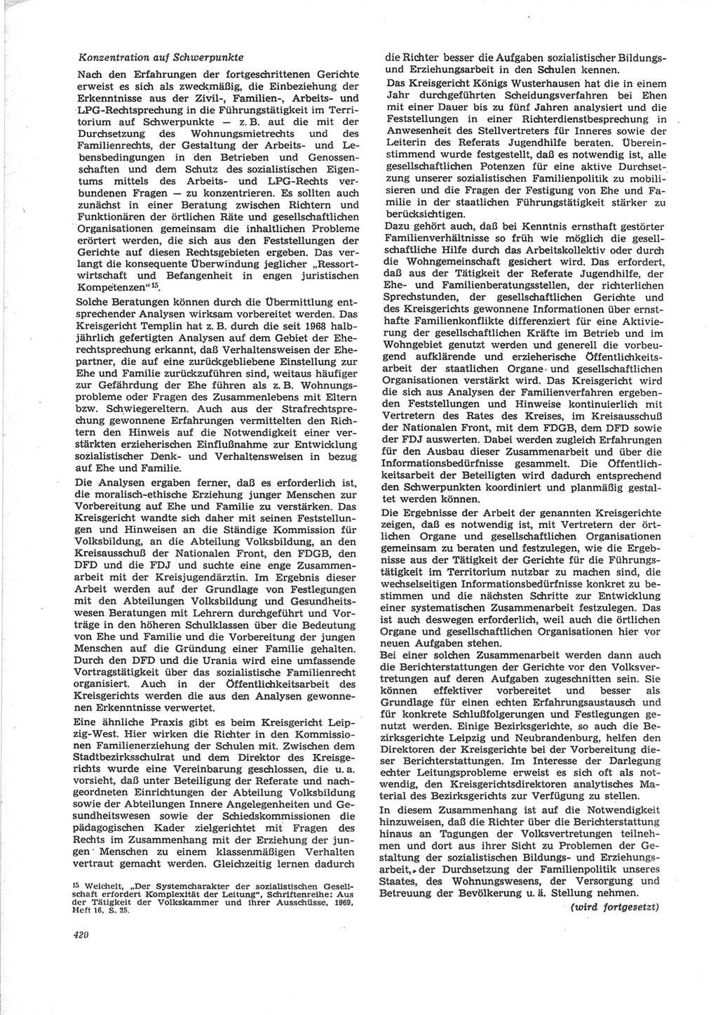 Neue Justiz (NJ), Zeitschrift für Recht und Rechtswissenschaft [Deutsche Demokratische Republik (DDR)], 24. Jahrgang 1970, Seite 420 (NJ DDR 1970, S. 420)