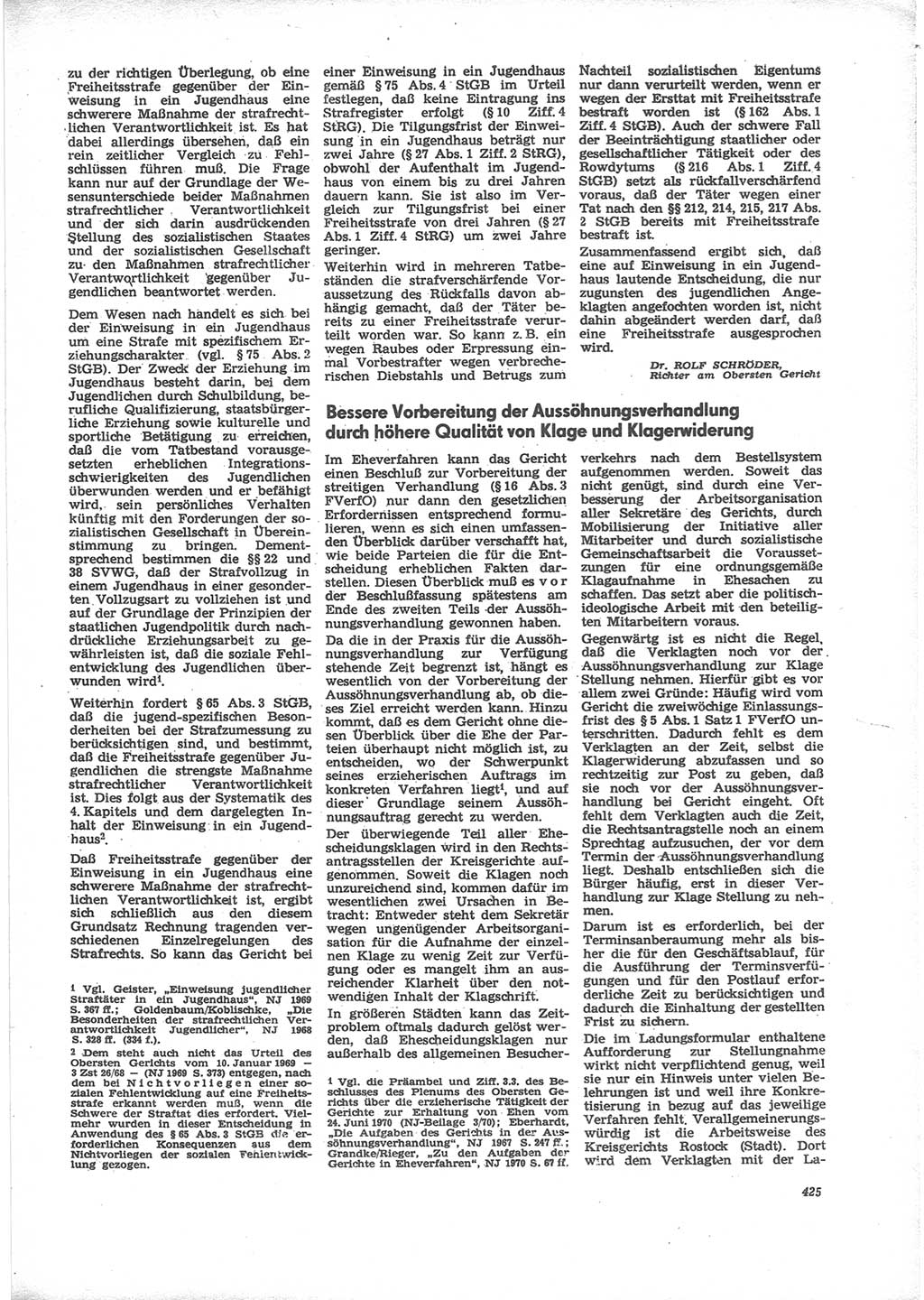 Neue Justiz (NJ), Zeitschrift für Recht und Rechtswissenschaft [Deutsche Demokratische Republik (DDR)], 24. Jahrgang 1970, Seite 425 (NJ DDR 1970, S. 425)