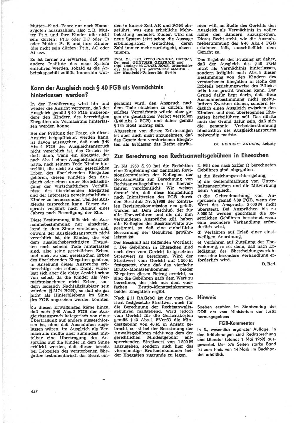 Neue Justiz (NJ), Zeitschrift für Recht und Rechtswissenschaft [Deutsche Demokratische Republik (DDR)], 24. Jahrgang 1970, Seite 428 (NJ DDR 1970, S. 428)