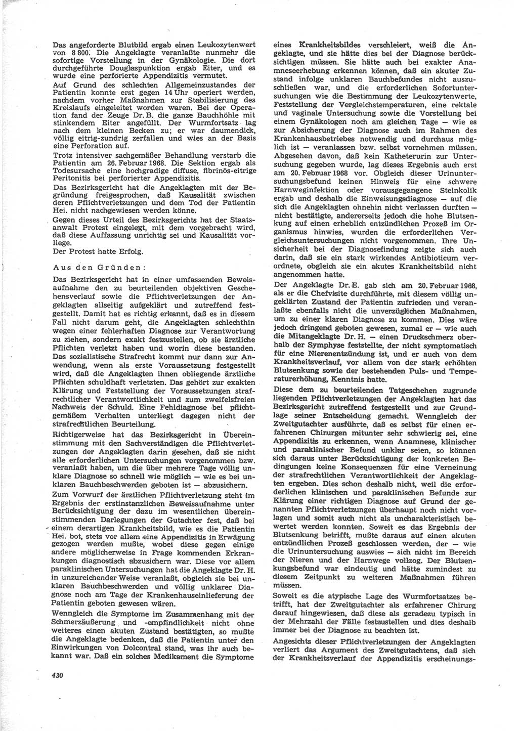 Neue Justiz (NJ), Zeitschrift für Recht und Rechtswissenschaft [Deutsche Demokratische Republik (DDR)], 24. Jahrgang 1970, Seite 430 (NJ DDR 1970, S. 430)