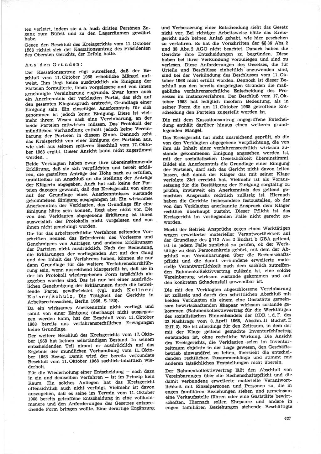 Neue Justiz (NJ), Zeitschrift für Recht und Rechtswissenschaft [Deutsche Demokratische Republik (DDR)], 24. Jahrgang 1970, Seite 437 (NJ DDR 1970, S. 437)
