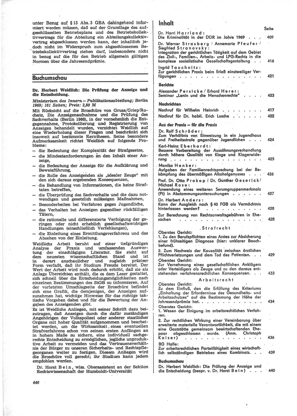Neue Justiz (NJ), Zeitschrift für Recht und Rechtswissenschaft [Deutsche Demokratische Republik (DDR)], 24. Jahrgang 1970, Seite 440 (NJ DDR 1970, S. 440)