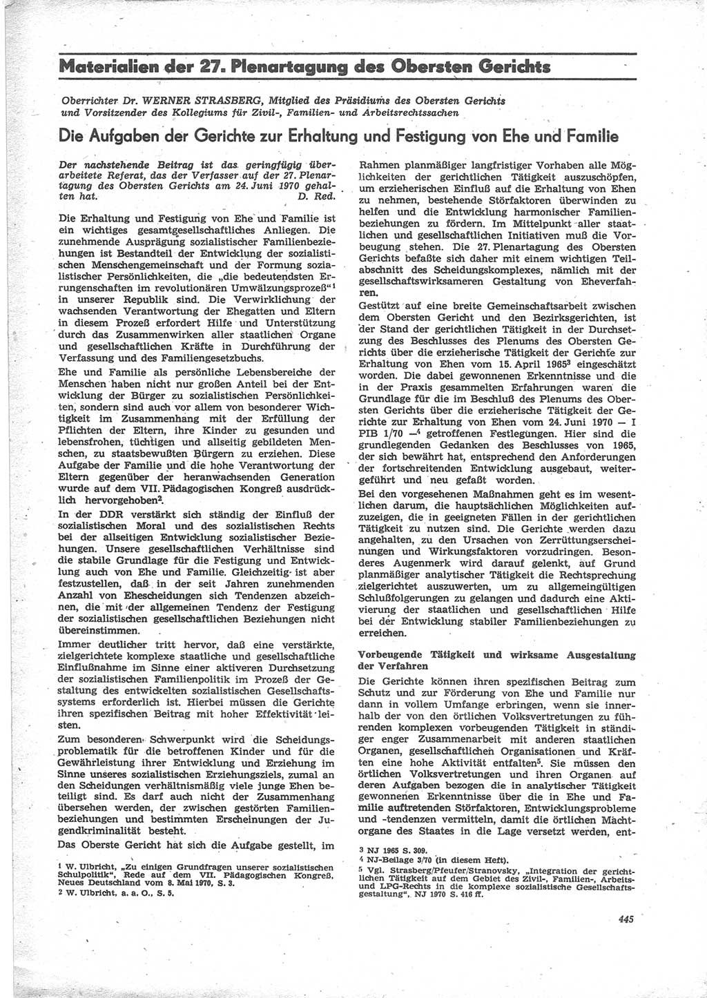 Neue Justiz (NJ), Zeitschrift für Recht und Rechtswissenschaft [Deutsche Demokratische Republik (DDR)], 24. Jahrgang 1970, Seite 445 (NJ DDR 1970, S. 445)