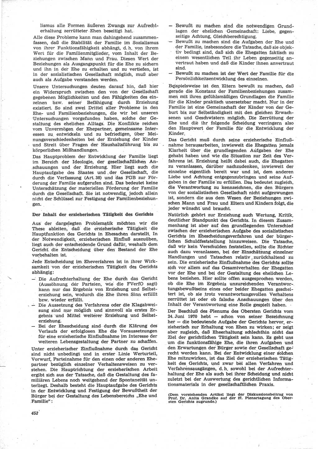 Neue Justiz (NJ), Zeitschrift für Recht und Rechtswissenschaft [Deutsche Demokratische Republik (DDR)], 24. Jahrgang 1970, Seite 452 (NJ DDR 1970, S. 452)