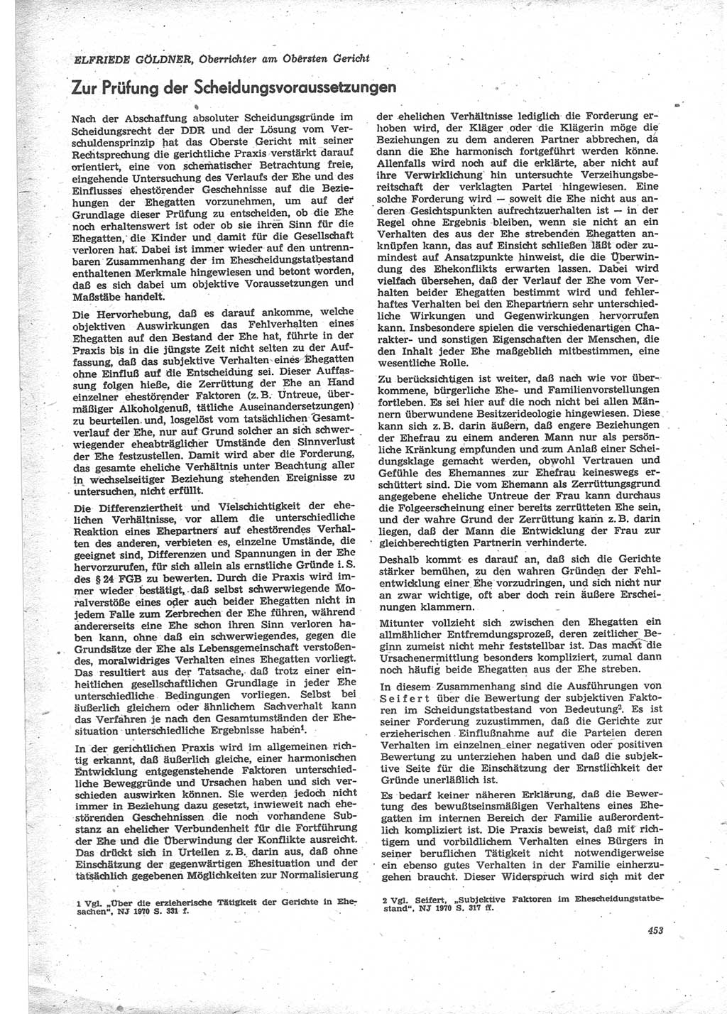 Neue Justiz (NJ), Zeitschrift für Recht und Rechtswissenschaft [Deutsche Demokratische Republik (DDR)], 24. Jahrgang 1970, Seite 453 (NJ DDR 1970, S. 453)