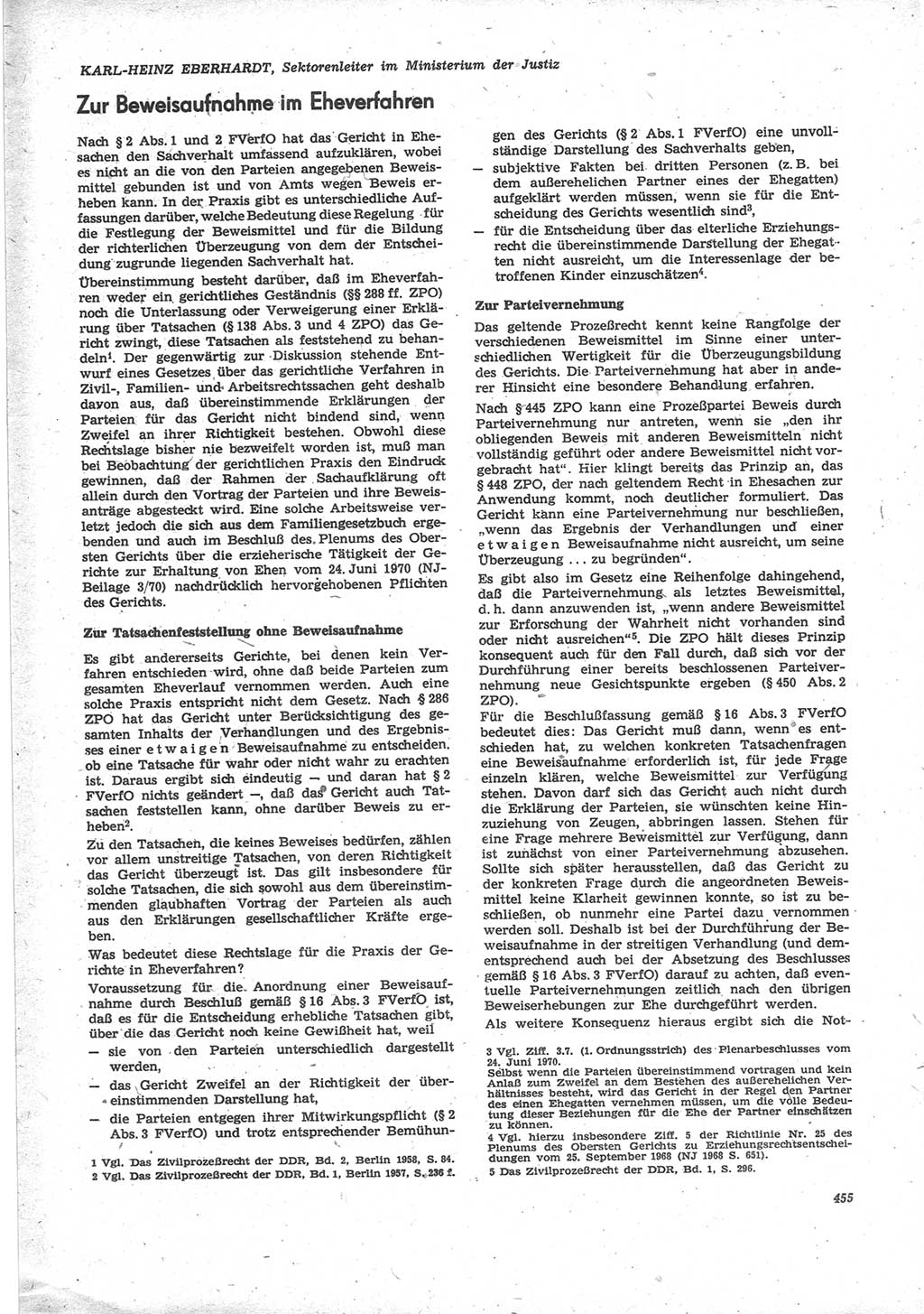Neue Justiz (NJ), Zeitschrift für Recht und Rechtswissenschaft [Deutsche Demokratische Republik (DDR)], 24. Jahrgang 1970, Seite 455 (NJ DDR 1970, S. 455)