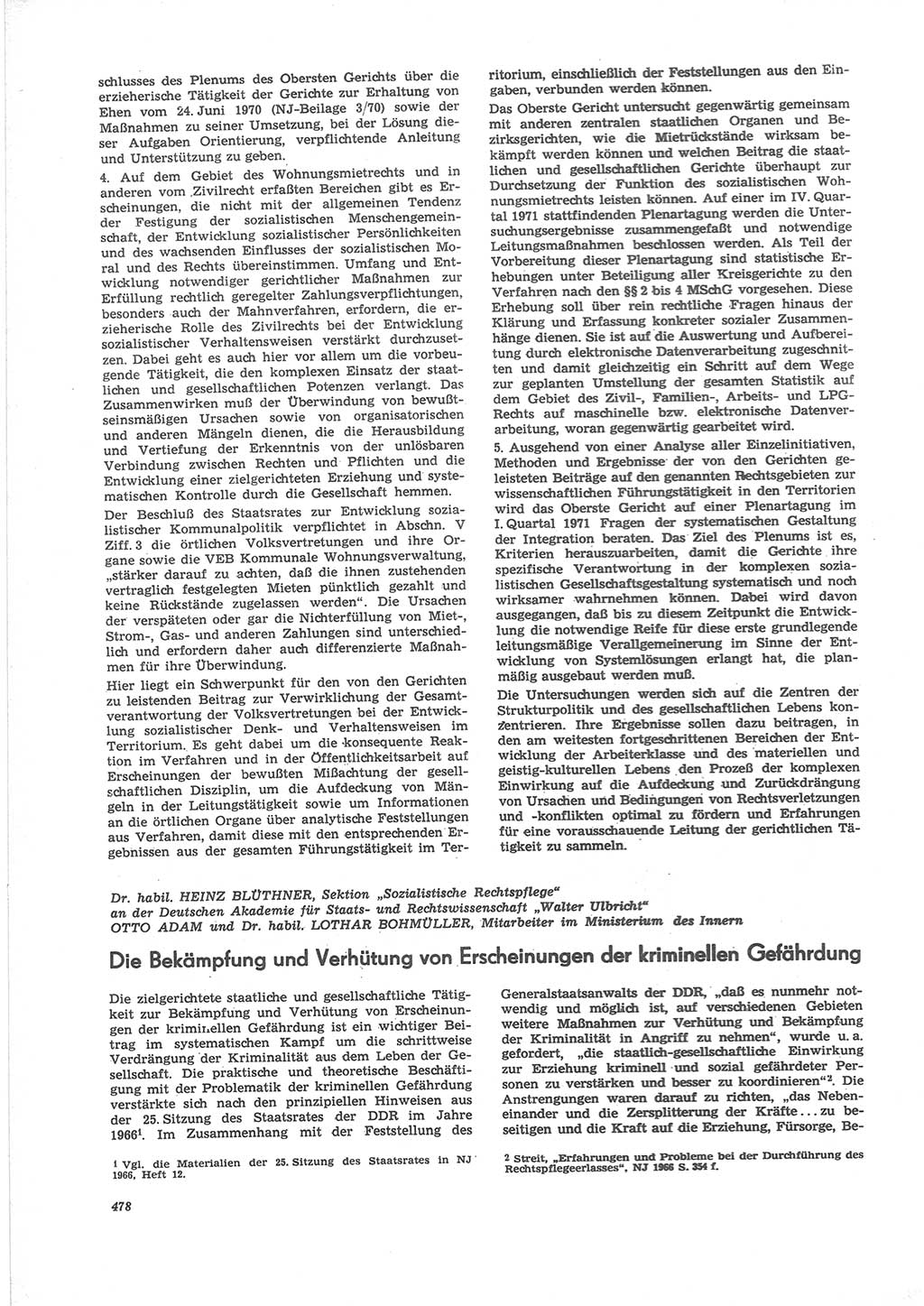 Neue Justiz (NJ), Zeitschrift für Recht und Rechtswissenschaft [Deutsche Demokratische Republik (DDR)], 24. Jahrgang 1970, Seite 478 (NJ DDR 1970, S. 478)