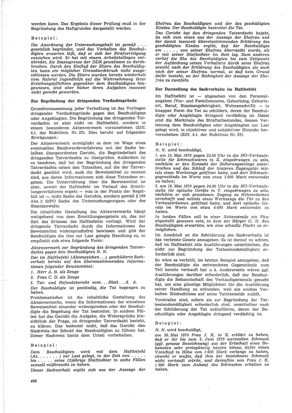 Neue Justiz (NJ), Zeitschrift für Recht und Rechtswissenschaft [Deutsche Demokratische Republik (DDR)], 24. Jahrgang 1970, Seite 488 (NJ DDR 1970, S. 488)