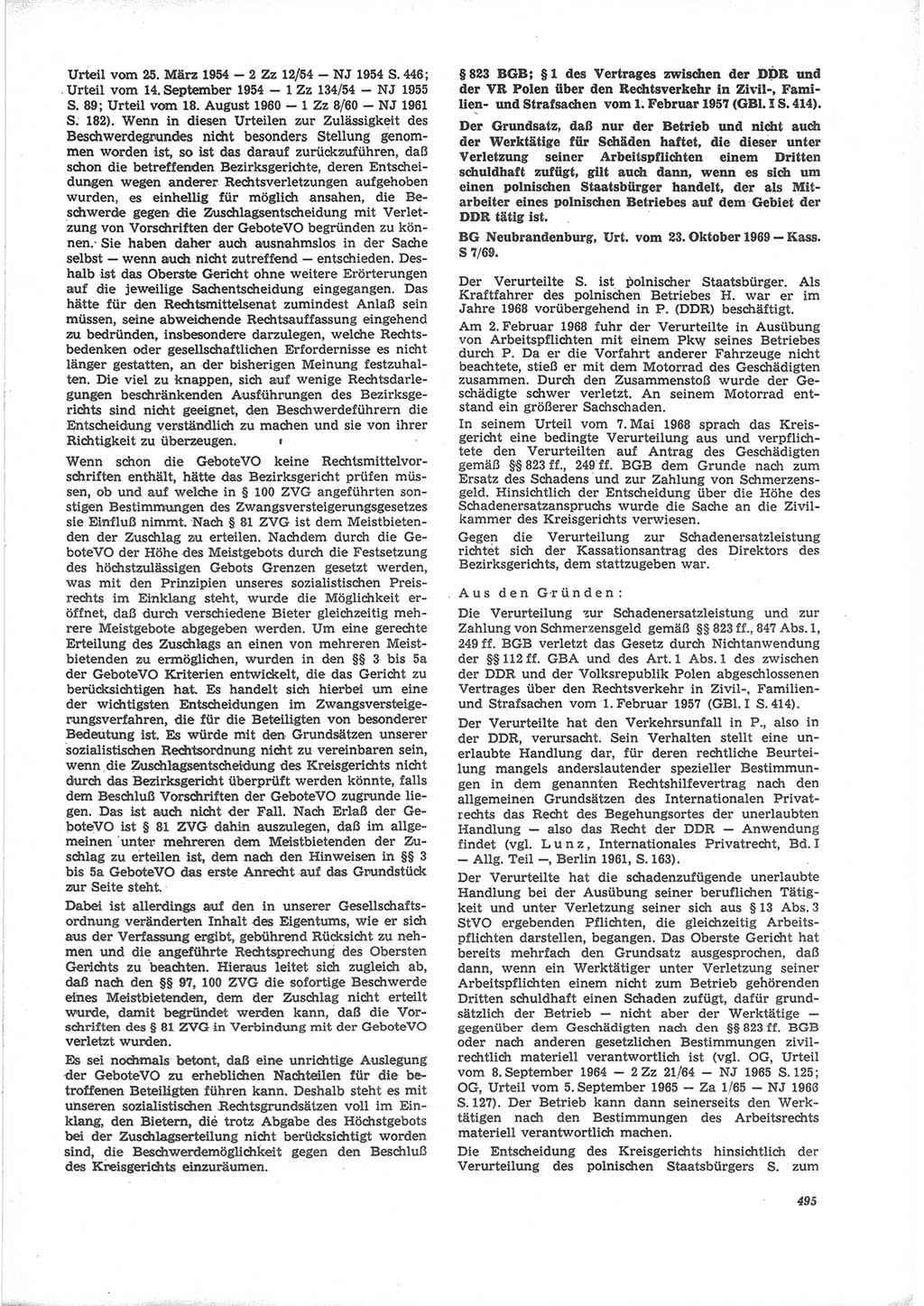 Neue Justiz (NJ), Zeitschrift für Recht und Rechtswissenschaft [Deutsche Demokratische Republik (DDR)], 24. Jahrgang 1970, Seite 495 (NJ DDR 1970, S. 495)