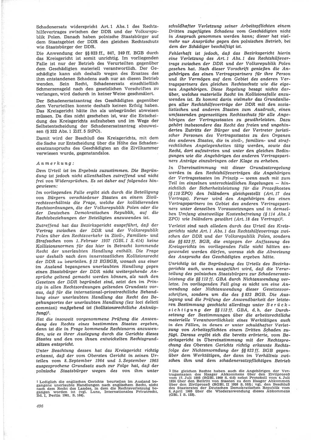 Neue Justiz (NJ), Zeitschrift für Recht und Rechtswissenschaft [Deutsche Demokratische Republik (DDR)], 24. Jahrgang 1970, Seite 496 (NJ DDR 1970, S. 496)