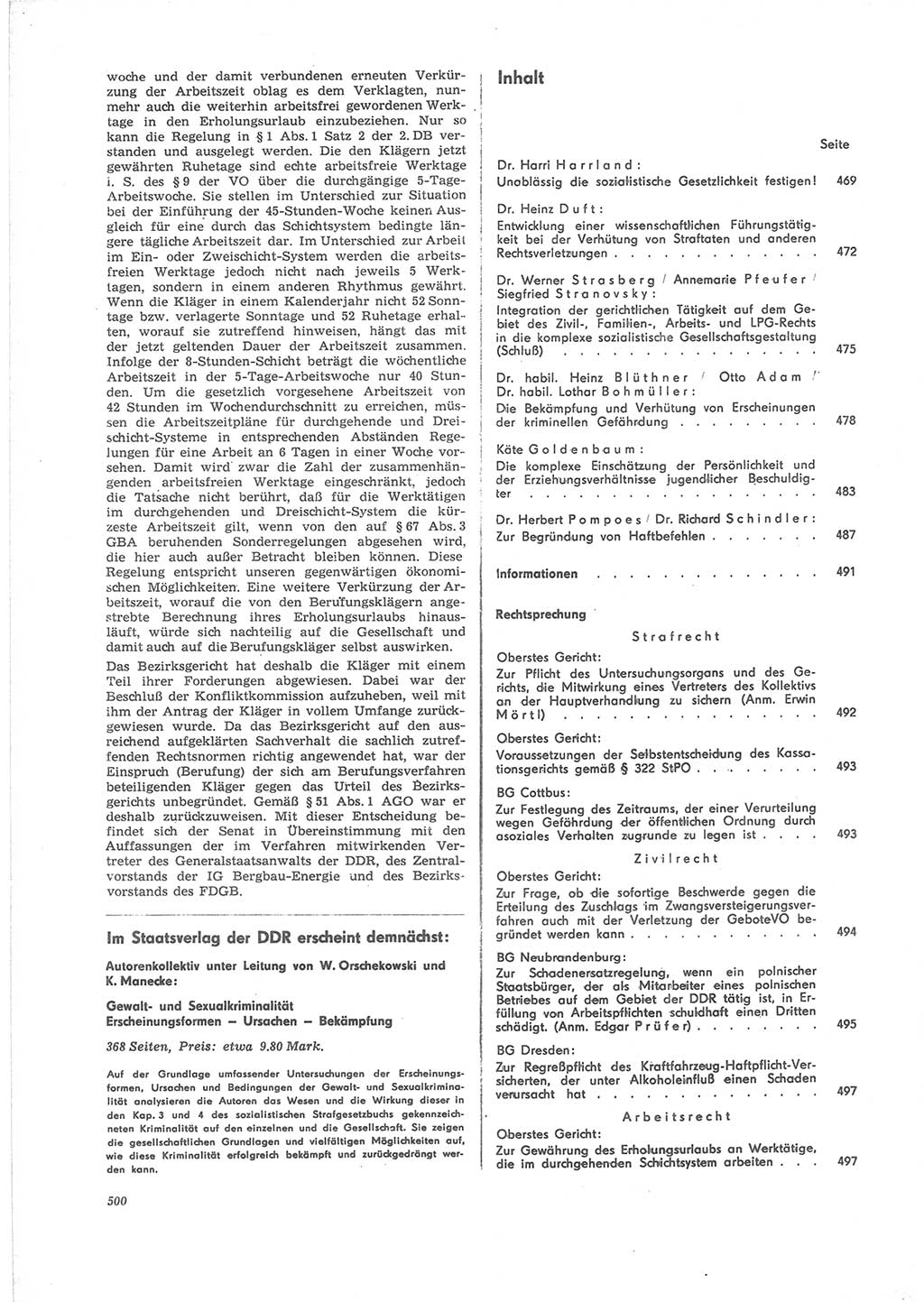 Neue Justiz (NJ), Zeitschrift für Recht und Rechtswissenschaft [Deutsche Demokratische Republik (DDR)], 24. Jahrgang 1970, Seite 500 (NJ DDR 1970, S. 500)