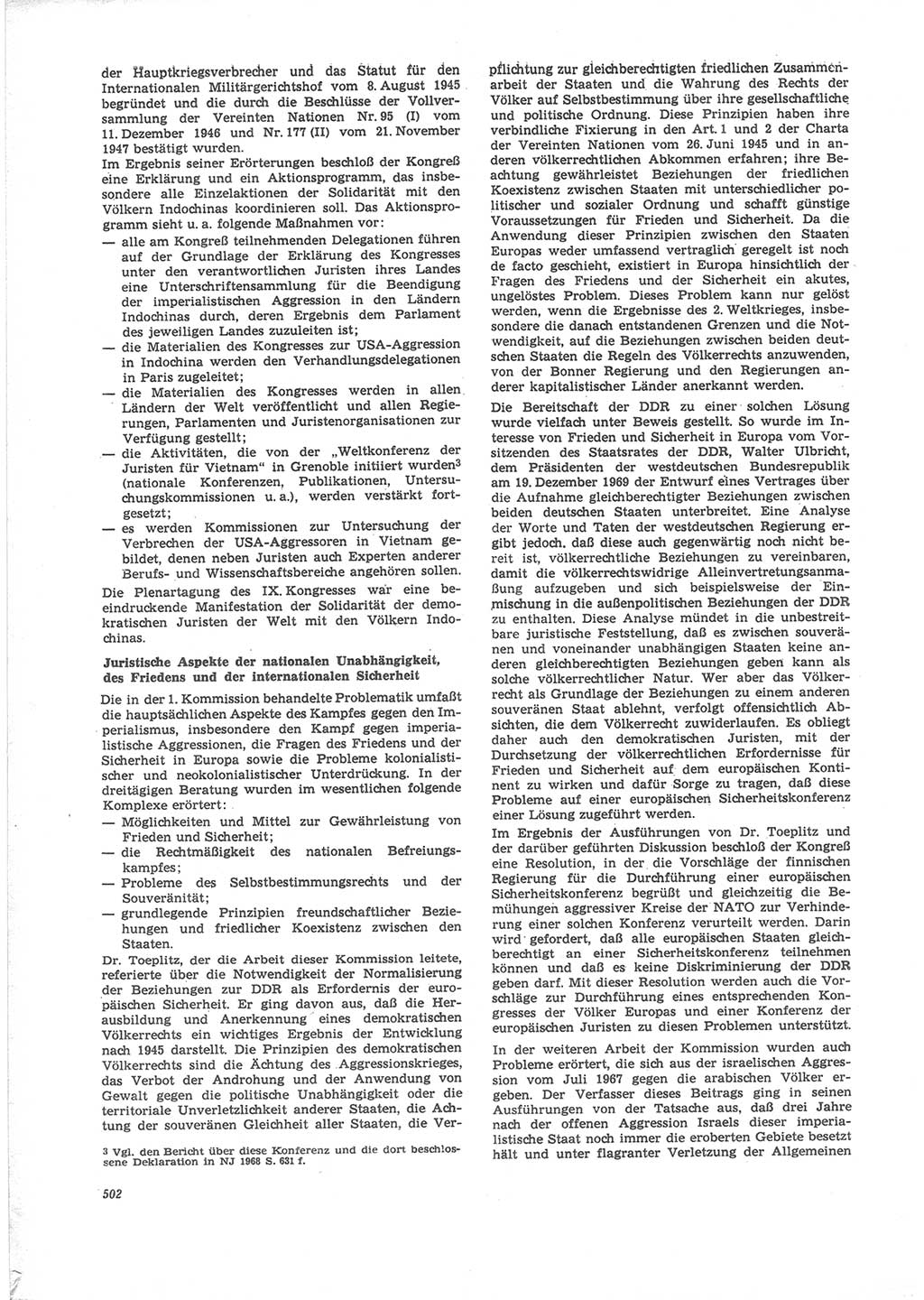 Neue Justiz (NJ), Zeitschrift für Recht und Rechtswissenschaft [Deutsche Demokratische Republik (DDR)], 24. Jahrgang 1970, Seite 502 (NJ DDR 1970, S. 502)