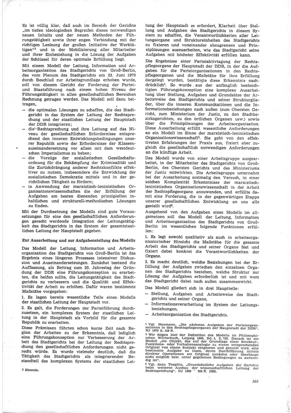 Neue Justiz (NJ), Zeitschrift für Recht und Rechtswissenschaft [Deutsche Demokratische Republik (DDR)], 24. Jahrgang 1970, Seite 505 (NJ DDR 1970, S. 505)