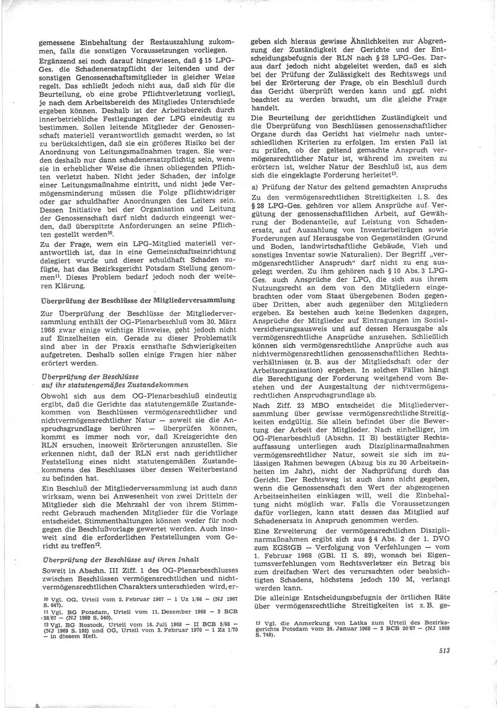 Neue Justiz (NJ), Zeitschrift für Recht und Rechtswissenschaft [Deutsche Demokratische Republik (DDR)], 24. Jahrgang 1970, Seite 513 (NJ DDR 1970, S. 513)