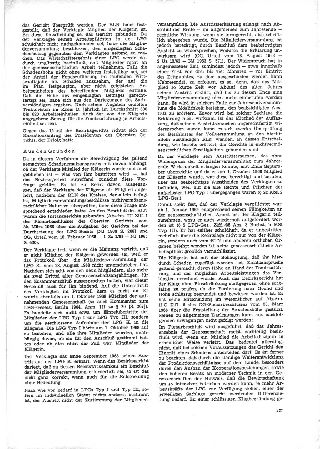 Neue Justiz (NJ), Zeitschrift für Recht und Rechtswissenschaft [Deutsche Demokratische Republik (DDR)], 24. Jahrgang 1970, Seite 527 (NJ DDR 1970, S. 527)