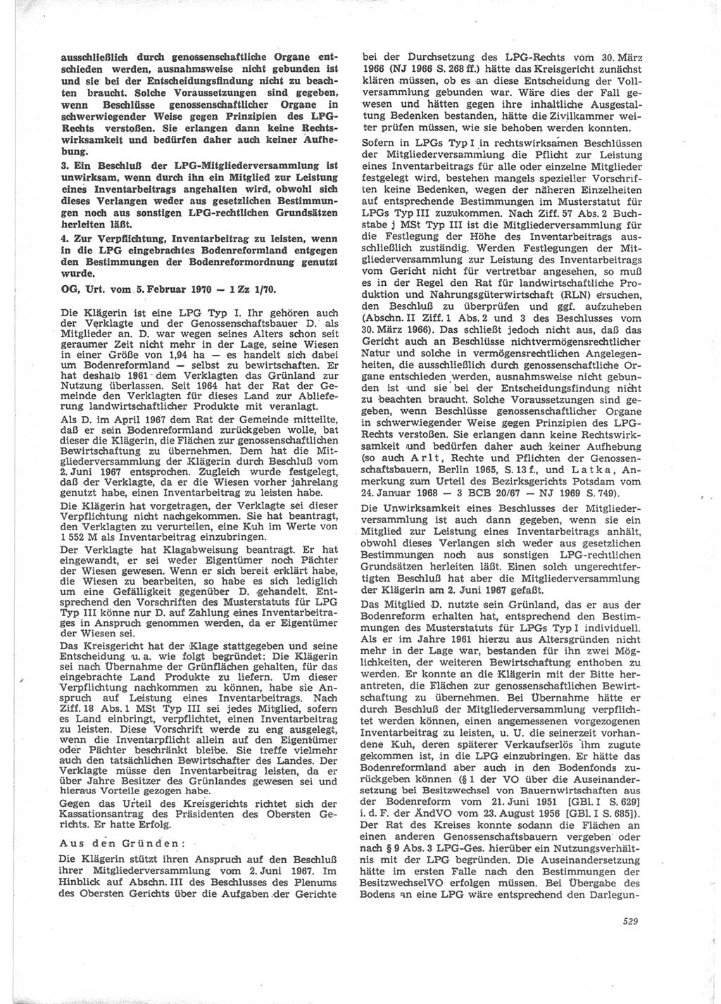 Neue Justiz (NJ), Zeitschrift für Recht und Rechtswissenschaft [Deutsche Demokratische Republik (DDR)], 24. Jahrgang 1970, Seite 529 (NJ DDR 1970, S. 529)