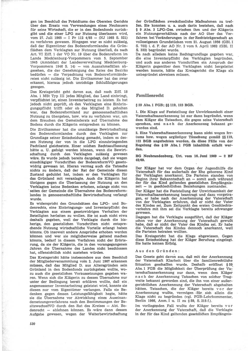 Neue Justiz (NJ), Zeitschrift für Recht und Rechtswissenschaft [Deutsche Demokratische Republik (DDR)], 24. Jahrgang 1970, Seite 530 (NJ DDR 1970, S. 530)