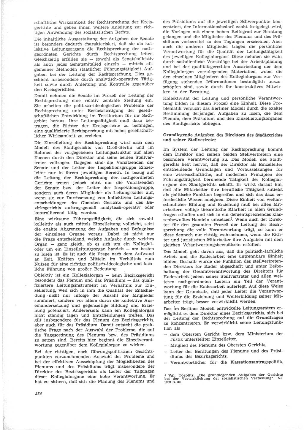 Neue Justiz (NJ), Zeitschrift für Recht und Rechtswissenschaft [Deutsche Demokratische Republik (DDR)], 24. Jahrgang 1970, Seite 534 (NJ DDR 1970, S. 534)